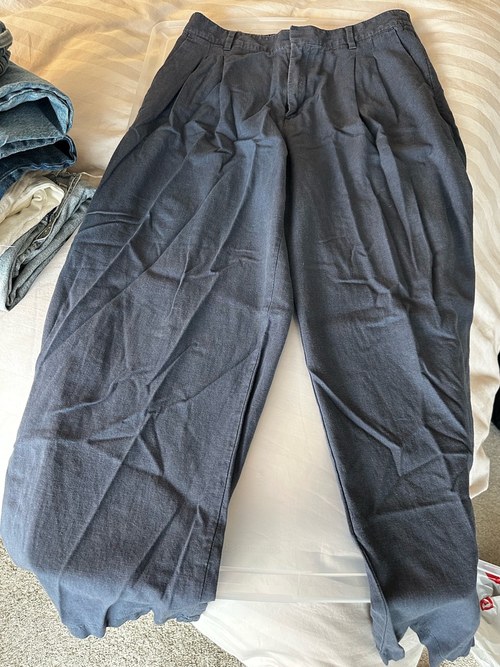 GAP Navy linen blend easy trouser pant